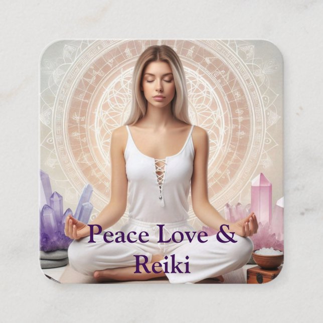 Modern Reiki Love Chakra Spiritual Meditation Quadratische Visitenkarte (Vorderseite)