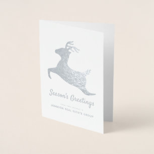 Modern Reindeer Sillhouette Holiday Greetings Folienkarte