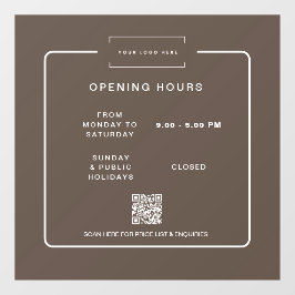Modern Retail Business Opening Hours Window cling Fensteraufkleber