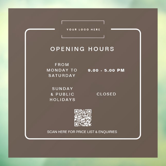 Modern Retail Business Opening Hours  Window cling Fensteraufkleber (Blatt 3)
