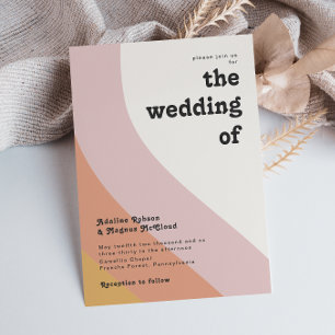 Modern Retro 70er Regenbogen Hochzeit von Einladung