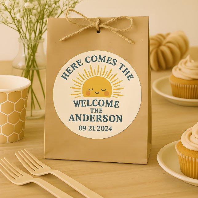 Modern Retro Baby Shower Customizable Sticker  (Von Creator hochgeladen)