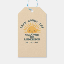 Modern Retro Baby Shower Customizable Sticker Geschenkanhänger