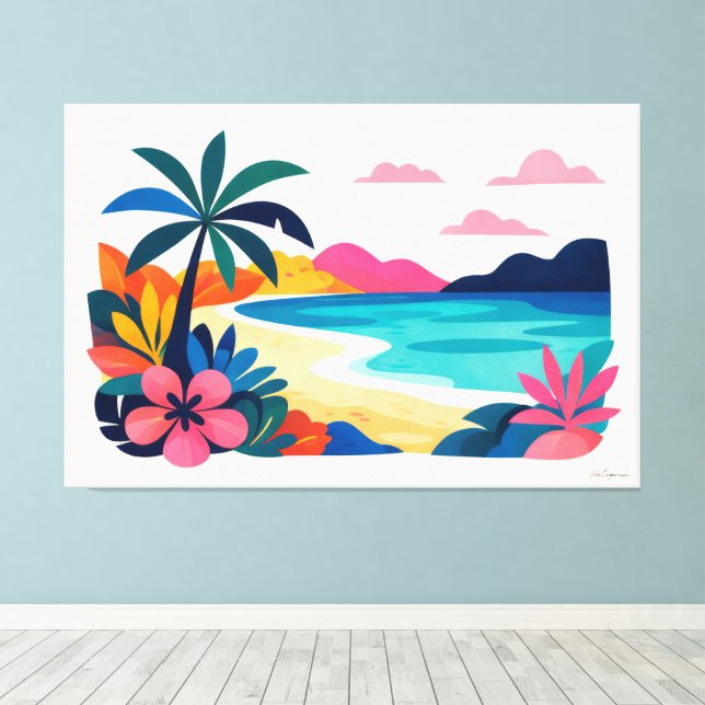 Modern retro beach scene 02 leinwanddruck (Insitu (Holzboden))