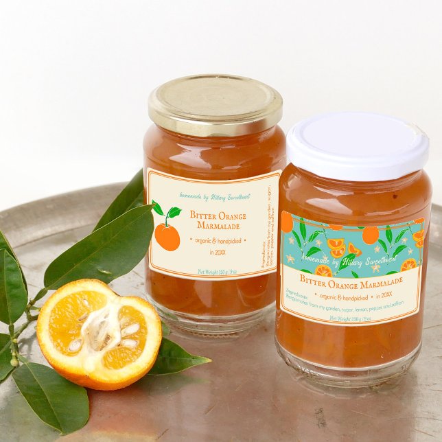Modern Retro Bergamote Orange Marmalade Labels Etiketten (Von Creator hochgeladen)
