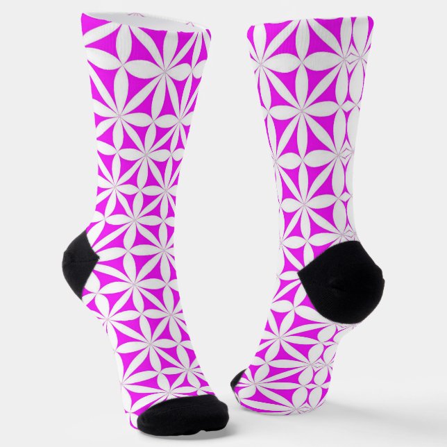 Modern/Retro-Blume in Hot-Pink Socken (Gewinkelt)