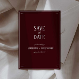 Modern Retro Burgundy Wedding Save the date Einladung