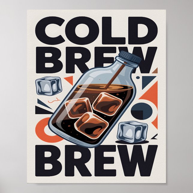 Modern Retro Cold Brew Coffee Art Print Poster (Vorne)