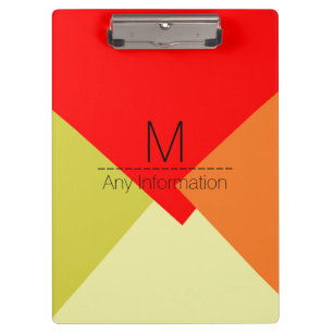 Modern Retro Color Geometric Muster Monogram #3 Klemmbrett