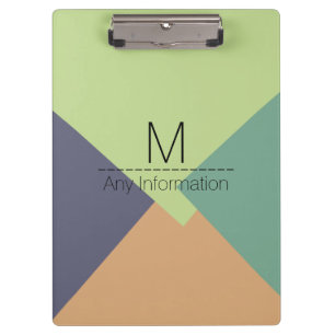 Modern Retro Color Geometric Muster Monogram #4 Klemmbrett