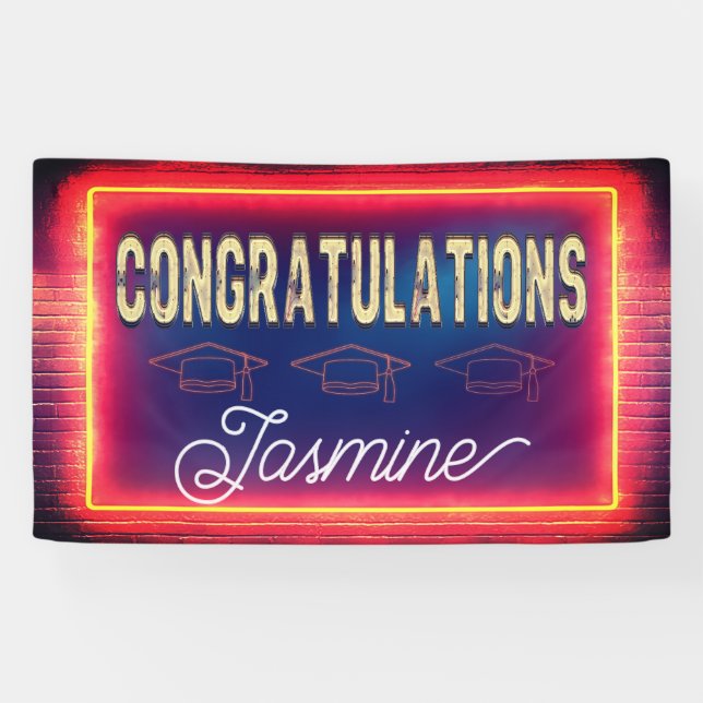 Modern Retro Congratulations Graduation Banner (Horizontal)