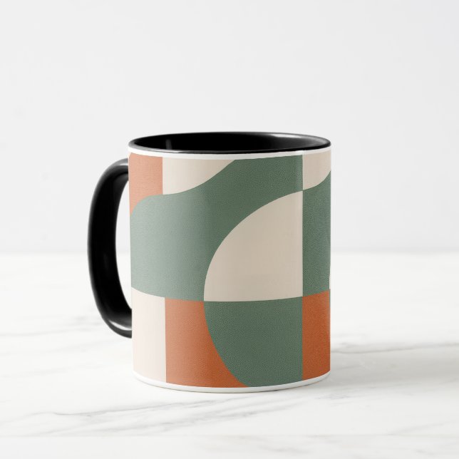 Modern Retro Geometric Frosted Glass Mug Tasse (Vorderseite Links)