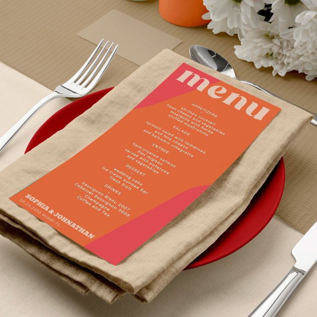 Modern retro groovy wedding template menu menükarte (Von Creator hochgeladen)