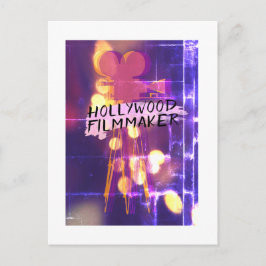 Modern Retro Hollywood Filmmaker in Pink Postkarte