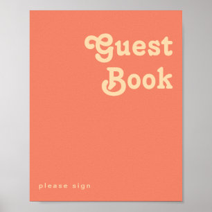 Modern Retro Korallen-Gästebuch-Schild Poster