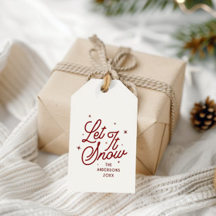 Modern Retro Lass-es-schneien Weihnachtsschrift    Geschenkanhänger
