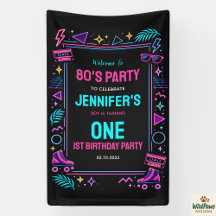 Modern Retro Neon 80’s 1st Birthday Party