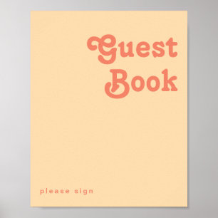 Modern Retro Orange Cream Gästebuch Unterschrift