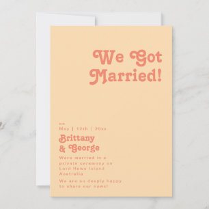 Modern Retro   Orange Cream Hochzeitsankündigung Einladung