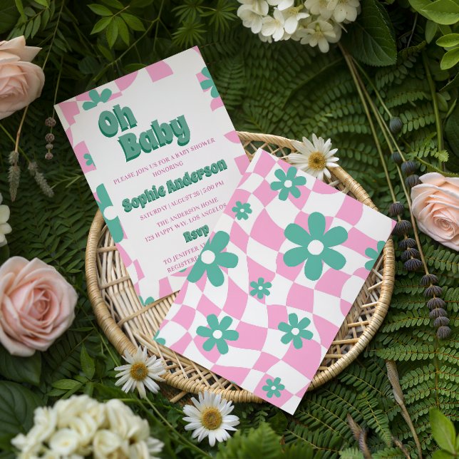 Modern Retro Pastel Oh Baby Shower Einladung (Von Creator hochgeladen)