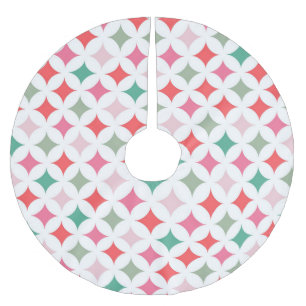 Modern Retro Pink Blue Star Diamonds Polyester Weihnachtsbaumdecke