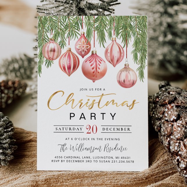 Modern Retro Pink Christmas Party Invitation Einladung (Modern Retro Pink Christmas Party Invitation)