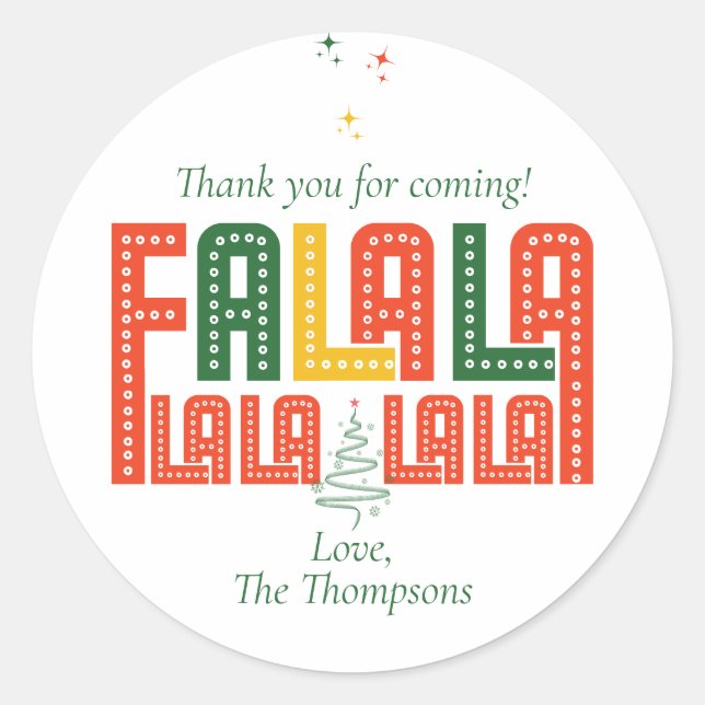 Modern Retro Simple Christmas Carols Karaoke Party Runder Aufkleber (Vorderseite)