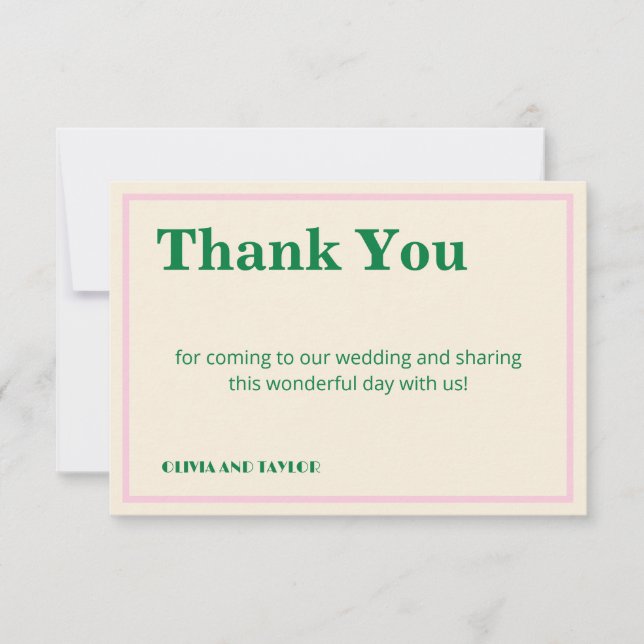 Modern Retro Striped  Wedding Information  Dankeskarte (Vorderseite)