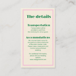 Modern Retro Striped Wedding Information Visitenkarte