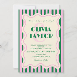 Modern Retro Striped Wedding Invitation Einladung