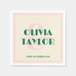 Modern Retro Striped Wedding Invitation Serviette