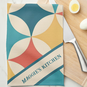 Modern Retro Süß Vintage Muster  Geschirrtuch
