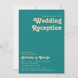 Modern Retro Türkis Hochzeitsempfang Einladung
