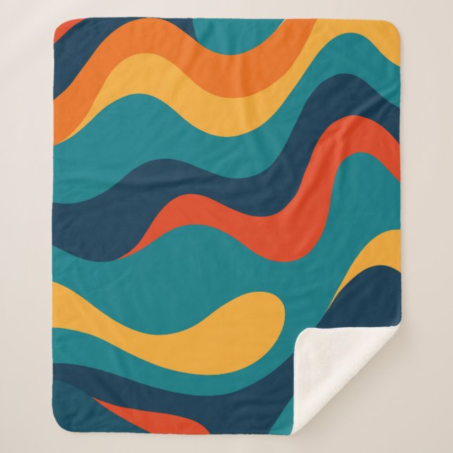 Modern Retro Wavy Abstract Pattern  Sherpadecke (Vorderseite)