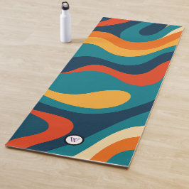 Modern Retro Wavy Abstract Pattern Yogamatte
