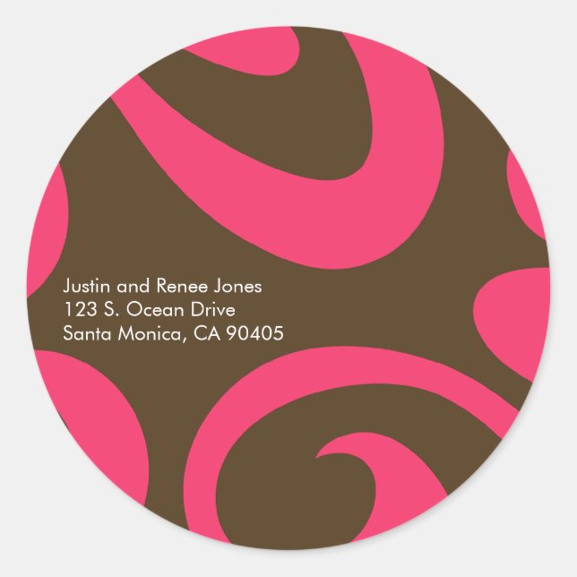 Modern Return Address Label - Braun & Rosa Runder Aufkleber (Vorderseite)