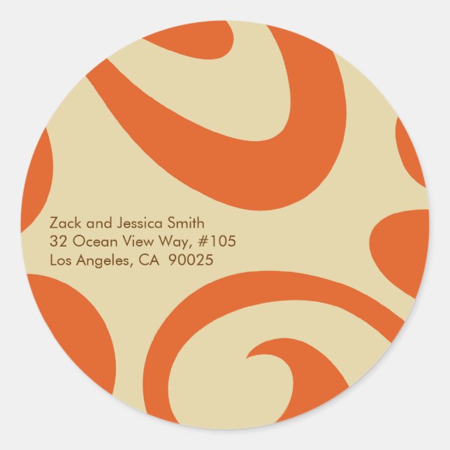 Modern Return Address Label - Orange Runder Aufkleber (Vorderseite)