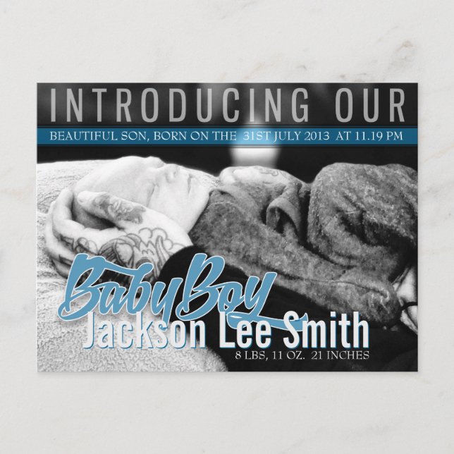 Modern Rock New Baby Boy Foto Vorlage Postcard (Vorderseite)