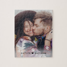 Modern Romantic Couple Foto Monogram Names Puzzle