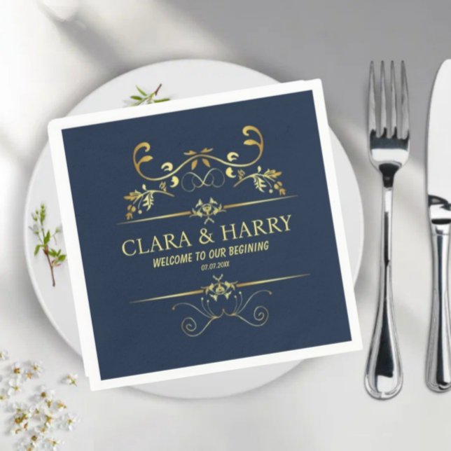 Modern romantic gold calligraphy wedding  serviette (Von Creator hochgeladen)