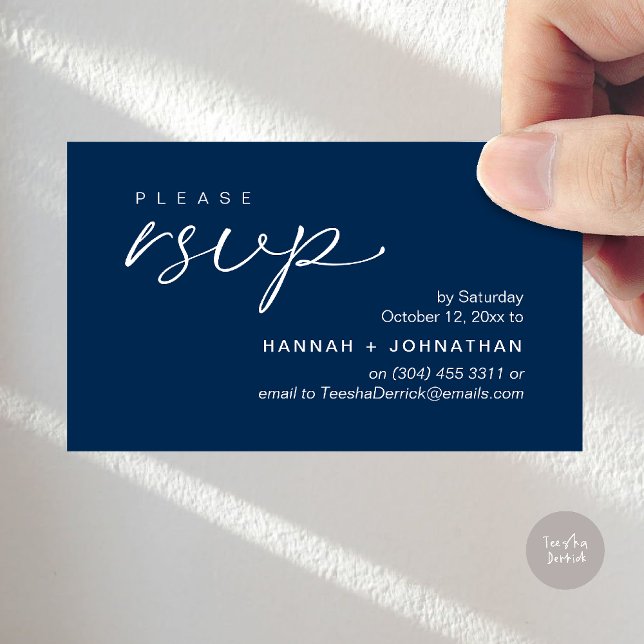Modern Romantic Wedding Invites RSVP Reminder Card Begleitkarte (Modern Romantic Wedding Invites RSVP Reminder Card in Navy Blue)