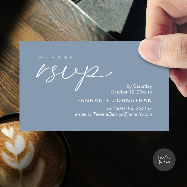Modern Romantic Wedding Invites RSVP Reminder Card Begleitkarte (Modern Romantic Wedding Invites RSVP Reminder Card in Dusty Blue)