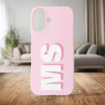 Modern rosa Anfangsmonogramm iPhone 16 Hülle<br><div class="desc">Erstellen Sie Ihren eigenen personalisierten iPhone Case mit individuellem Anfangsnamen in moderner Typografie. Erhältlich in verschiedenen Farben und Stilen.</div>