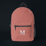 Modern rosa, benutzerdefinierter Monogramm-Name Bedruckter Rucksack<br><div class="desc">Modern rosa,  benutzerdefinierter Monogramm-Name gedruckter Rucksack</div>