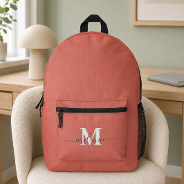 Modern rosa, benutzerdefinierter Monogramm-Name Bedruckter Rucksack