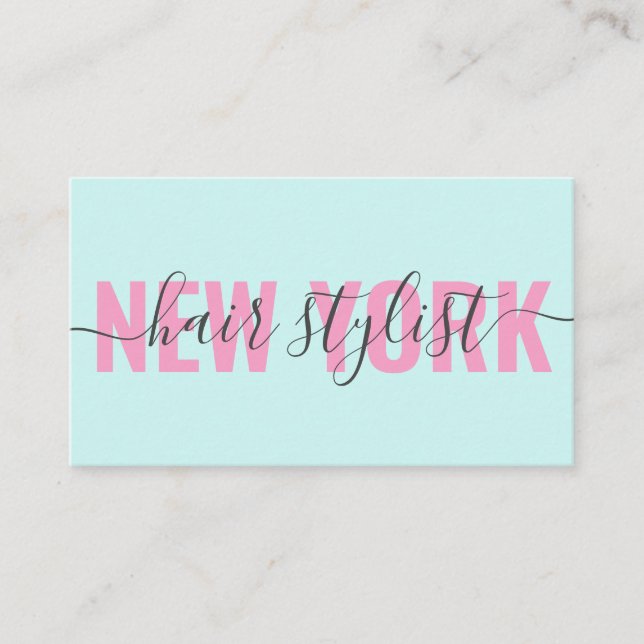 Modern rosa blaue Haarstylist-Signatur Visitenkarte (Vorderseite)