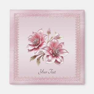 Modern rosa Blume Magnet