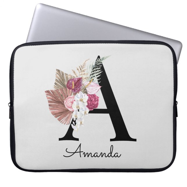 Modern rosa Boho Girly Floral Entdeckungsreise Laptopschutzhülle (Vorderseite)
