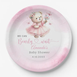 Modern rosa Boho Teddy Bear Mädchen Dusche Pappteller