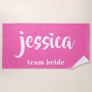 Modern rosa Bridesmaid Mit Monogramm Name Strandtuch